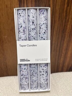 Room Essentials White Taper Candles with Purple Speckles - Pack of 6